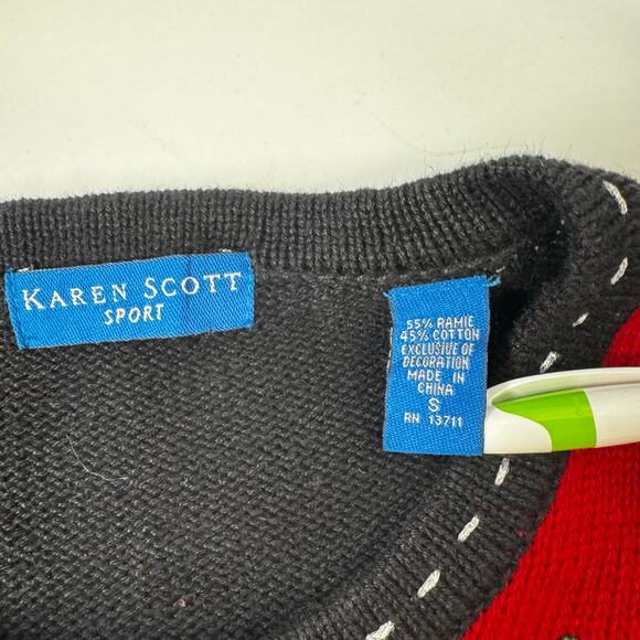 Vintage Karen Scott Women’s Holiday Christmas Cottage 1990s Cardigan Small - Picture 6 of 6